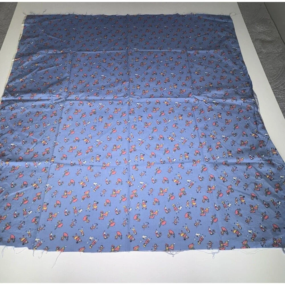 Treasures From The Attic Blue Print Fabric Nursery Rhyme 1 YARD 40